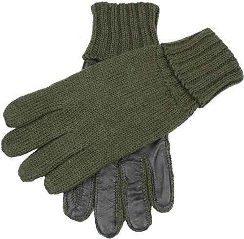 Dents Mens Browning Knitted Shooting Leather Palm Gloves - Olive - Large
