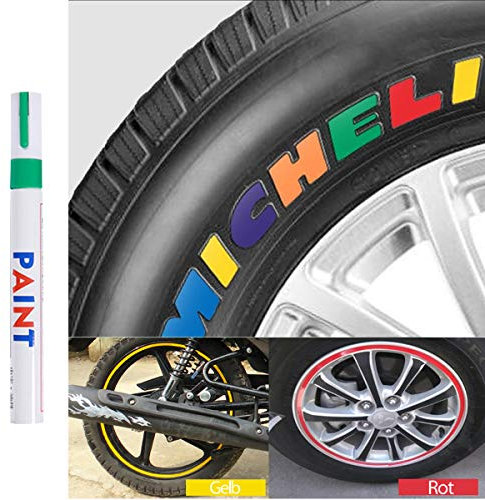 Qbisolo Marqueur de couleur des pneus - Stylo permanent étanche pour pneu de voiture, moto, pneu de vélo