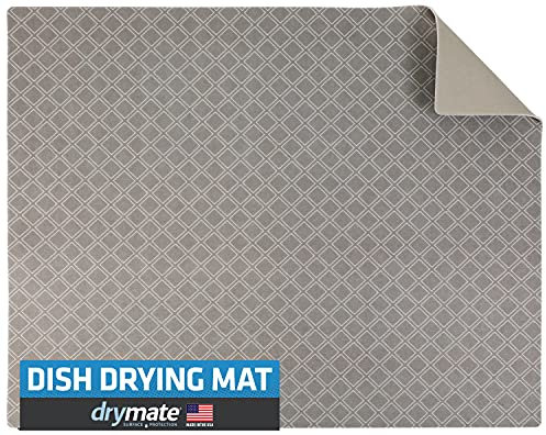 Drymate Jumbo XL Dish Drying Mat (19”x24”), Low-Profile, Super Absorbent, Quick Dry Fabric, Waterproof & Slip-Resistant, for Kitchen Counter, Trimmable, Easy to Clean (USA Made)(Taupe)