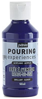 PEBEO Pouring Experiences-Ready-to-Use Premixed Acrylic Paint-Ideal for Fluid Art, Cyan Blue, 118 ml