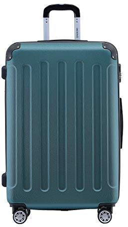 BEIBYE- Hartschalenkoffer Koffer Trolley Rollkoffer Reisekoffer Zahlenschloß 4 Zwilings-Rollen (Forest-Green, Middle-66cm)