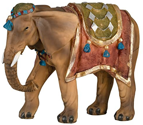 MaMeMi Figurine d'Éléphant pour Crèche [Hauteur 11 cm, Peinte à la Main en Polyrésine/Résine] Animal de la Crèche/Accessoire pour la Crèche de Noël
