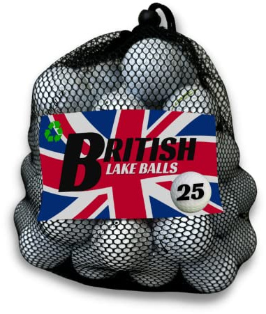 British Lake Balls Assorted Recycled Golf Balls with Storage Bag 25 Pack