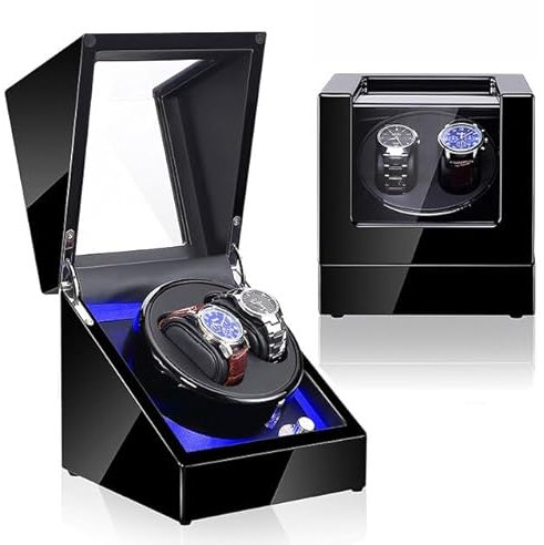 Olvy Uhrenbeweger für 2 Uhren, Watchwinder Extrem Leisem Motor, Flexiblem Uhrenkissen, Watch Winder