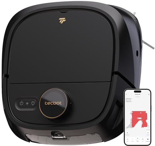 TECBOT M1 Pro Robot Vacuum and Mop - LiDAR Robotic Vacuums Cleaner for Home with Pet Hair, Carpet, Hardwood Floors, Auto Smart Mopping, Self Cleaning, Avoids Obstacles, Voice Control, Black