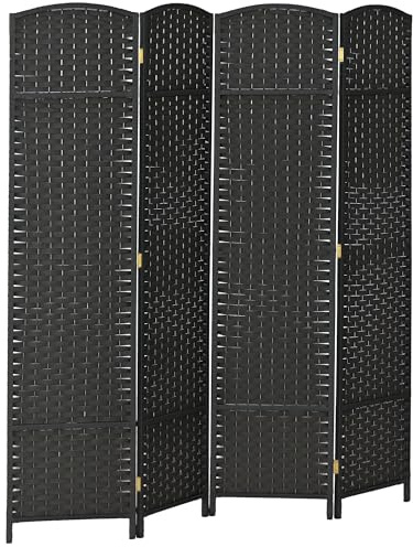 HOMCOM Room Divider, 4 Panel Folding Privacy Screen, 5.6' Tall Freestanding Partition for Home Office, Bedroom, Black