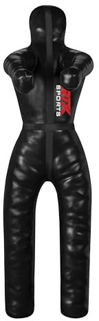 RTX MMA Judo Grappling Dummy Boxing Bag Brazilian BJJ Jiu Jitsu Standing Position Wrestling BJJ Dummy Martial Arts Boxing Box Training Dummies - Rexine - Unfilled (Black)