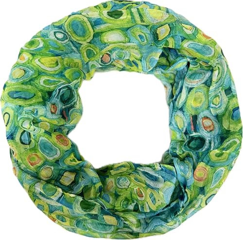 Jeamis Kreis Seide Loop Farbverlauf Frühling Rundschal Rainbow Unisex Sommer Leicht Schal Stola Dots (2025B Grün)