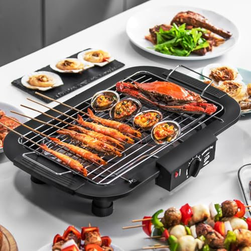 Barbecue Electrique, 2000 W Avec Démarrage Rapide, Mini Grill Electrique pour Intérieur et Extérieur pour Fête Familiale, Anniversaire, Festival