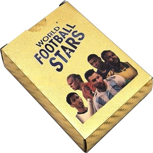 Yoimckay Juego de cartas de 55 estrellas del fútbol, edición dorada, cartas de fútbol de la Copa Mundial de Fútbol, cartas coleccionables para aficionados, niños, adolescentes y adultos