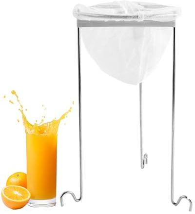 Jam Strainer Stand - Durable Filter Rack with Nylon Bag, Multipurpose Juice Draining Sieve | Yogurt Cheese Maker, Nut Milk Press, and Vinegar Brewing Equipment for Home Kitchen Use