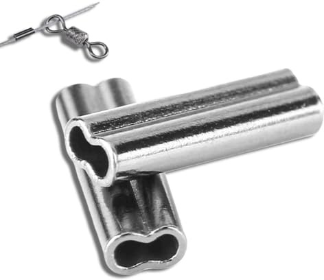 Jwthee 100 Pezzi 6 Misure Manicotti a crimpare a Doppia Canna, Manicotti per Filo da Pesca, Manicotti per Tubo in Rame, Manicotti da Pesca per Lenza Mono Leader (1,4 mm*10 mm)