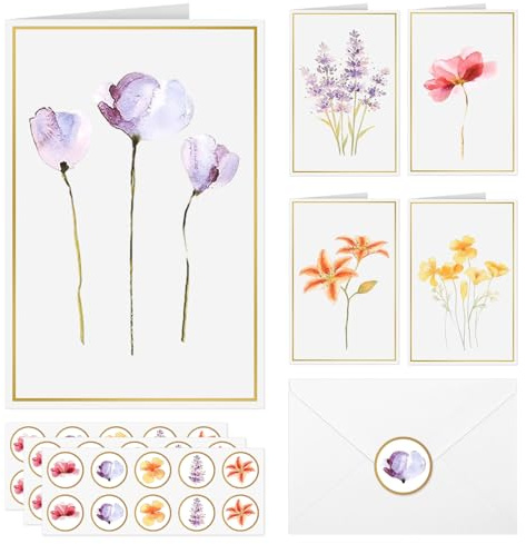 Blank Cards, 30 Pack Greet Cards, Blank Card and Envelopes Elegant Blank Note Perfect Stationary Set 5 Assorted Floral Designs For Thank You Wedding Invitations Birthday