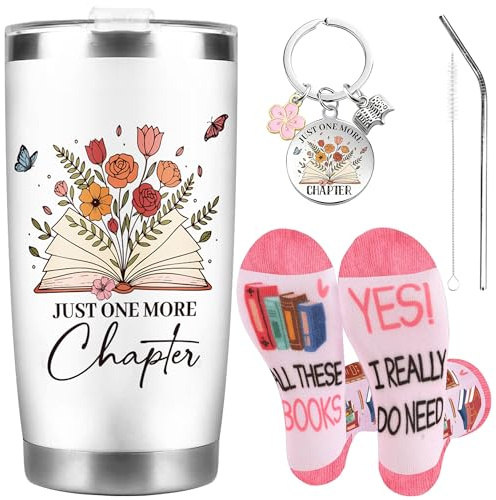 GalaVee Book Lover Gift Set, 20oz Tumbler, Socks, and Keychain – Gift for Book Lovers – Ideal for Bookworms, Readers, and Literary Enthusiasts Stylish and Functional Set for Daily Use