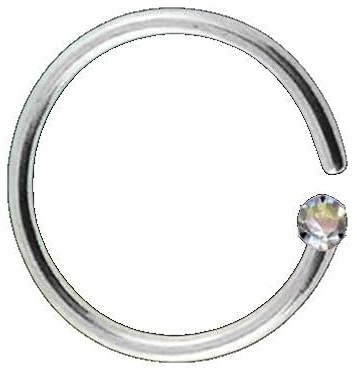 Generisch I Piercing para la nariz, diamante auténtico + oro blanco macizo 585, tamaño: 0,8 x 10 x 1,4 mm, íntimo, tragus, hélix, tabique, moderno, extravagante, exclusivo I 44006-10 I