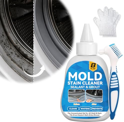 Gel Antimuffa con Spazzola, 220 g Mold Remover Gel per Muffa Ostinata, Antimuffa per Muri Interni, Bagno, Cucina, Doccia, Piastrelle e Guarnizioni Lavatrice, Stain Cleaner Muffa Doccia