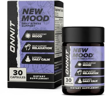 ONNIT New Mood Daily Stress Support Capsules, IGEN™ Non-GMO Tested, Sleep and Mood Support Supplement for Men and Women, Daily Stress Management Capsules, 30 Count