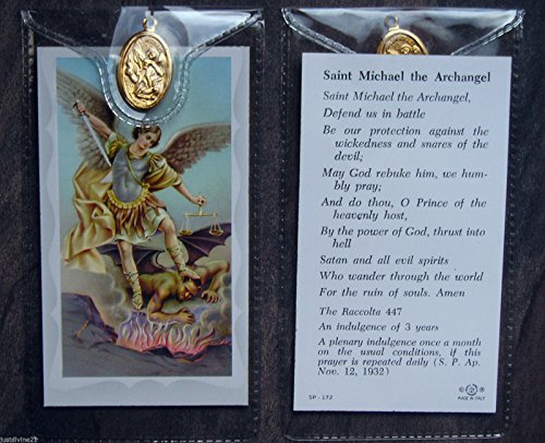St Michael ärkeängeln ~ bönkort och medalj
