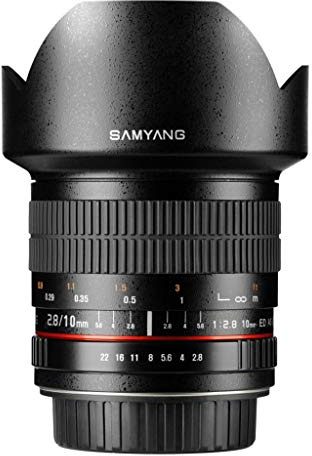 Samyang F1120401101 - Objetivo fotográfico DSLR para Canon EF (Distancia Focal Fija 10mm, Apertura f/2.8-22 ED AS NCS CS), Negro