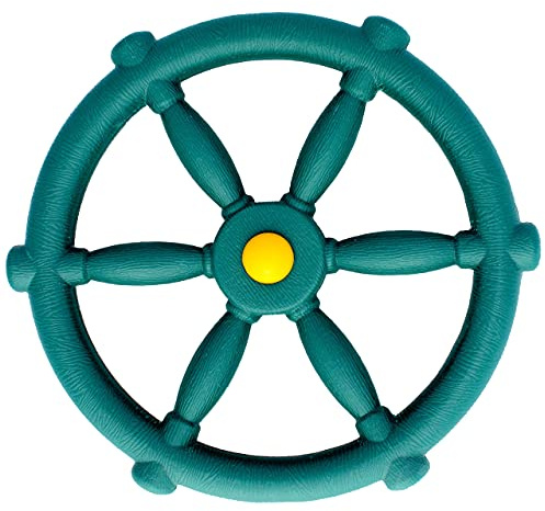 Jungle Gym Kingdom Playground Accessories - Pirate Ship Wheel for Kids Outdoor Playhouse, Treehouse, Backyard Playset Or Swingset - Wooden Attachments Parts (Green)