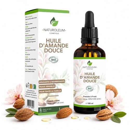 OLIO DI MANDORLE DOLCI 100% BIOLOGICO, puro e naturale, spremuto a freddo, Extra Vergine - Nutriente per il corpo, per la pelle, il viso, i capelli. Vegano 100 ml