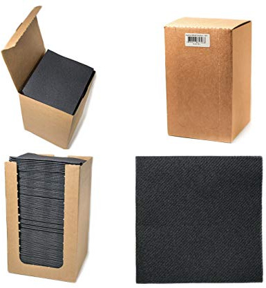 Alvotex CHIC Airlaid 100 - Tovaglioli di coctail, 1/4, pieghevoli, simil-tessuto, di alta qualità, monouso, nero, 20 x 20 cm
