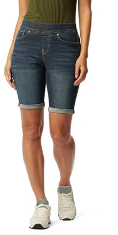 Levi Strauss Signature Gold Women's Totally Shaping Pull On Bermuda Shorts Mid-Rise Stretch Denims (Available in Plus Size), Sea and Sky, 14