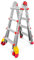 Faraone TELES T4A VERSIONE 2025 - Scala telescopica multiuso 4+4 GRADINI con allargatori, gancio portascala, protezione saldatura rossa e kit di tappi di ricambio