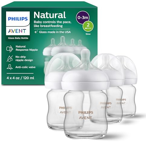 Philips Avent SCY910/04 4 oz Glass Baby Bottle with Natural Nipple