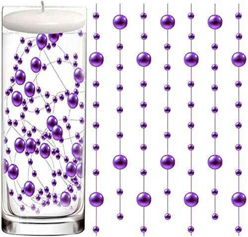 50 Pcs Artificial Pearl String, Floating Candle Centerpieces Vase Fillers