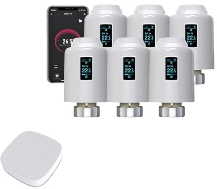 Qiumi Zigbee Thermostat Radiator Valve,Remote control by smart life app, voice control by Alexa and Google Assistant (Oled Dsplay)