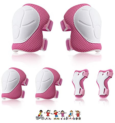 NEOVSUNY Knieschoner Kinder, Inliner Schoner Kinder Protektoren Set 3-8 Jahre, Kinder Schützer Verstellbar Knieschoner Schutzausrüstung für Skateboard Roller Skaten Ski Fahren Outdoor Sport