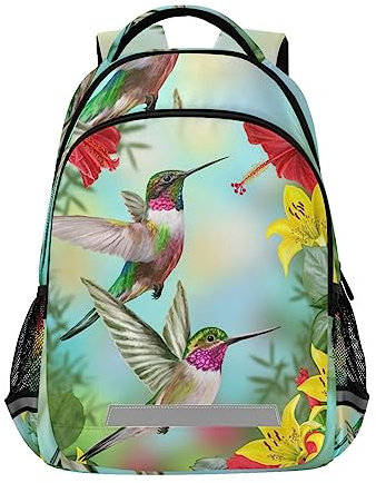 Mnsruu Kolibri Picks Nektar Rucksäcke für Kinder Schultasche Studenten Jungen Mädchen Büchertasche Elementarreiserucksack Tagesrucksack Laptoptasche, grün, 29.5x17.5x42.5cm