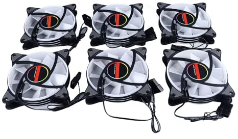 Elprico Paquete de 6 Ventiladores de Refrigeración para PC RGB de 120 Mm, Enfriadores Silenciosos de CPU para Cajas de PC con Iluminación Colorida, Ventiladores LED de Refrigeración para