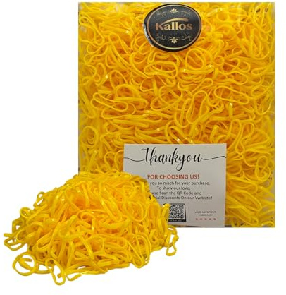 Lot de 500 élastiques en caoutchouc jaune pour cheveux – Durable, sans dommages pour bébés, tout-petits, enfants et adultes | Accessoires pour cheveux antidérapants et multi-usages pour tresses,
