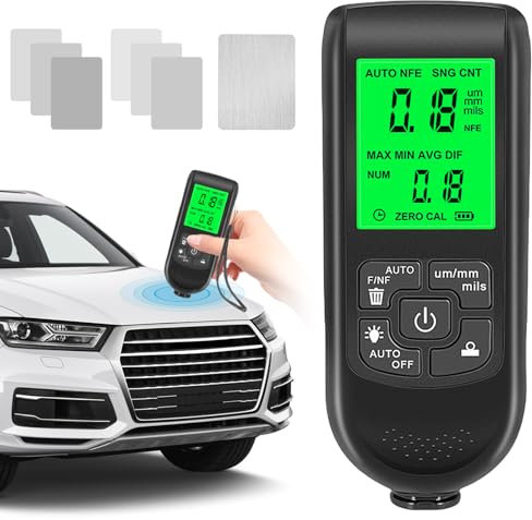 SPORWAY Misuratore di spessore digitale, misuratore di spessore della vernice, per auto, ultra preciso con display LCD, campo di misurazione 0-2000UM