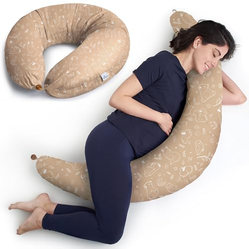 Niimo Coussin de Grossesse et d'allaitement XXL - Housse de Coussin Maternité 100% Coton, Distingué par Deux Prix en 2022, Lavable, Coussin d'allaitement