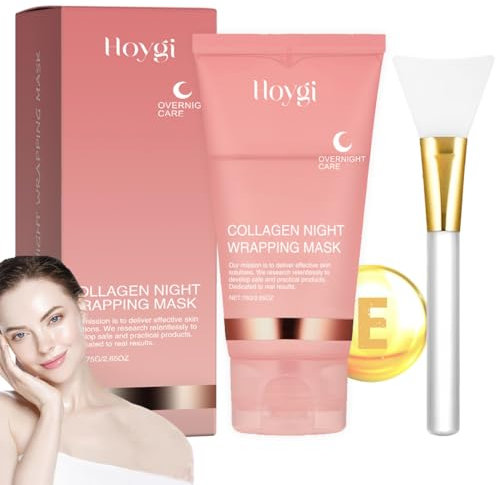 Collagen Maske Overnight Wrapping, Collagen Night Wrapping Mask, Peel-Off Maske für Strahlende Haut, Bio Collagen Face Mask, Elastizität und Feuchtigkeitsversorgung