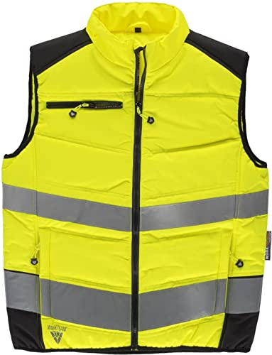 WORKTEAM Chaleco Acolchado Alta Visibilidad y Cintas Reflectantes. Chaleco Trabajo Multibolsillos. Unisex