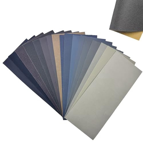 17 PCS fine Sheet Wet Dry Sandpaper,120 to 10000 Grits Sandpaper,Dry and wet sandpaper For Car polishing,Wood processing,Metal surface,Paint,Porcelain,Plastic,Glass,Stone etc（9X3.6 Inches）