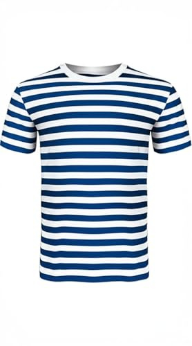 ANZEE - Maglietta unisex in cotone a righe, per ragazzi e ragazze, con scollo rotondo e maniche corte, casual, ideale per viaggi estivi, vacanze e uso quotidiano