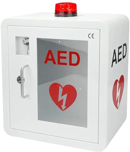 Defibrillatore DAE, scatola portaoggetti da parete con luce e allarme per defibrillazione cardiaca in uffici, case di cura e spazi pubblici