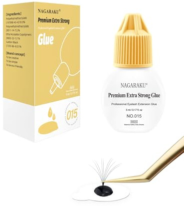 NAGARAKU Extra Fuerte Pegamento Para Pestañas Negro 5ML | Tiempo De Secado 1s | Dura 6-7 Semanas | Alta Adherencia | Almacenamiento 1 Año | Fácil De Quitar | Pegamento Adhesivo De Uso Profesional