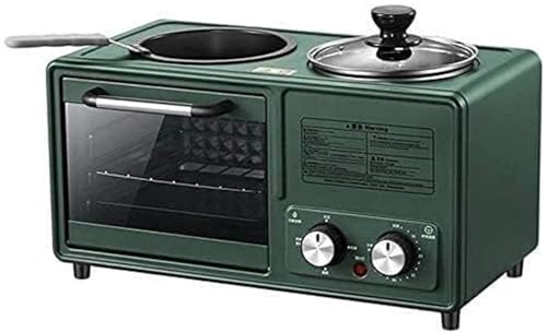 Dxysyldrun Elektrisk miniugn, 8 L, ugn 1600 W, frukostmaskin, multifunktionell 4-i-1 brödmaskin, härdat glas i 304 rostfritt stål