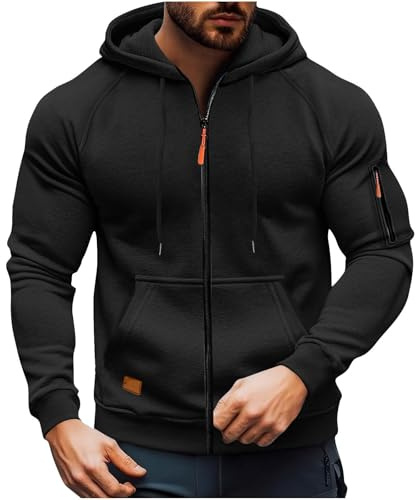 Générique Sweats à Capuche Homme Zippé Hiver Pull Veste de Sport Grandes Tailles Travail Hoodie Mode Baggy Streetwear Confortable Gilets et Sweats de Serrage