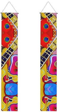 Pancarta de porche con estampado acústico y guitarras, pancarta al aire libre, decoraciones de Acción de Gracias, para todas las celebraciones