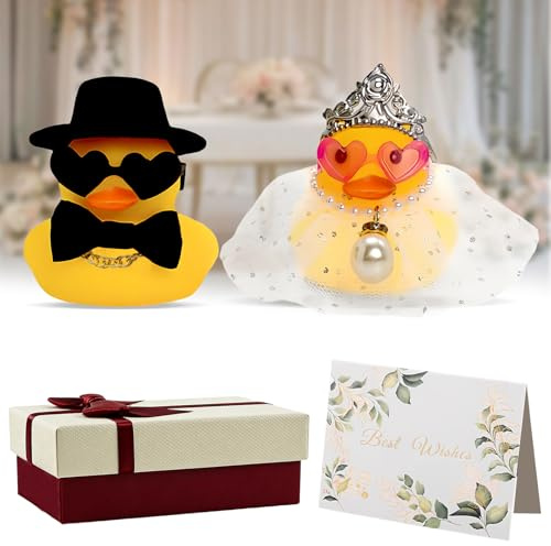 Patos de Goma de Boda,Regalo Boda para Novios Incluye un de Pato y Tarjeta