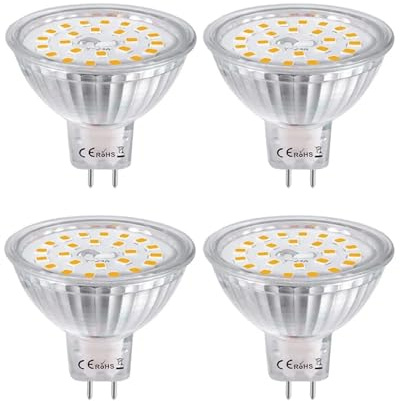 ZHGUIMING Bombilla LED SMD MR16 G5.3 de 4 piezas, 5 W, ., base dos pines, foco, CA/CC, 12 V, 110, 220, blanco cálido = 35(White 6000K)