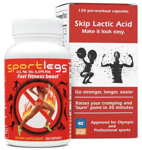 SPORTLEGS Pre-Exercise Metabolic Primer for Runners, Cyclists and Endurance Athletes - Helps Muscles Use and Recycle Lactate for Smoother, Longer Efforts - NSF Certified for Sport - 120 Capsules