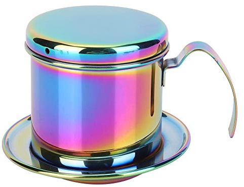 Fdit Edelstahl Bunte vietnamesische Kaffeefilterset Gießen Sie über Kaffeetropfer Vietnamesische Kaffeemaschine Phin Infuser Coffee Drip Brewer MEHRWEG VERPAKUNG
